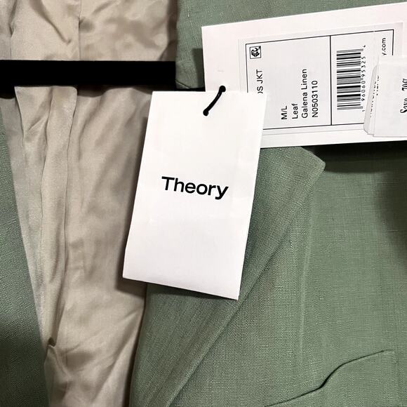Theory Galena Oversized Linen Blazer - Leaf - Sz M/L - Picture 8 of 10
